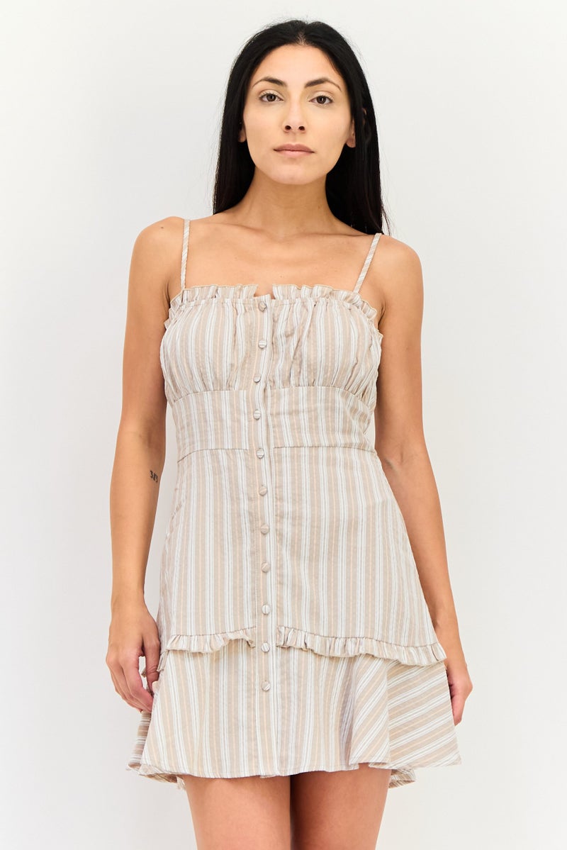 FOREVER 21 Women Stripe Mini Dress, Multicolor - Image 1