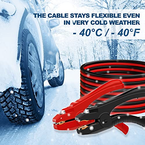 AWELTEC Jumper Cables with LED Light - 6 Gauge 16 Feet Battery Heavy Duty Booster Cables (6AWG x 16Ft) with Carrying Bag, Safety Gloves and Iron Brush - Image 5
