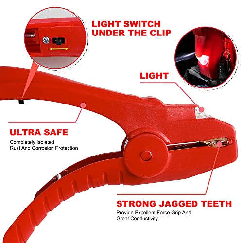 AWELTEC Jumper Cables with LED Light - 6 Gauge 16 Feet Battery Heavy Duty Booster Cables (6AWG x 16Ft) with Carrying Bag, Safety Gloves and Iron Brush - Image 3