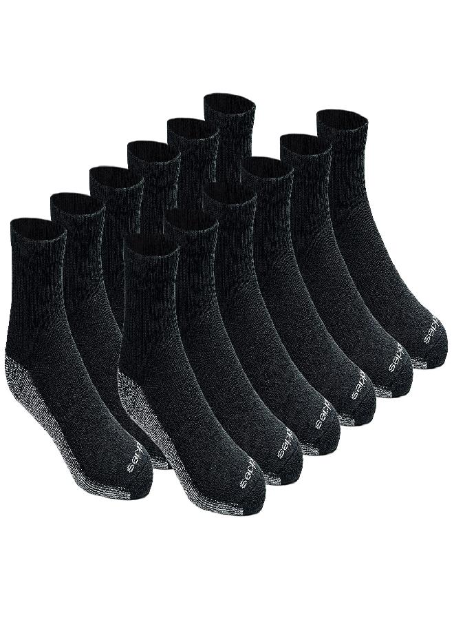 Dickies Dickies Men's Dri-tech Moisture Control Quarter Socks Multipack, Black (12 Pairs), Shoe Size: 6-12  - Image 1