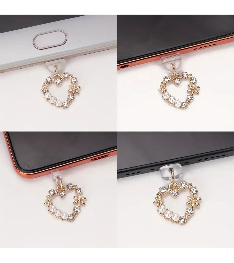 1pc Heart Pendant Dust Plug For Type C iPhone Android Earphone Connectors - Image 4