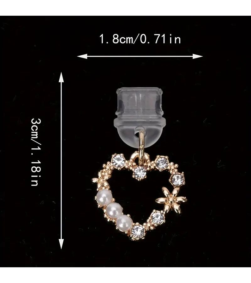 1pc Heart Pendant Dust Plug For Type C iPhone Android Earphone Connectors - Image 3