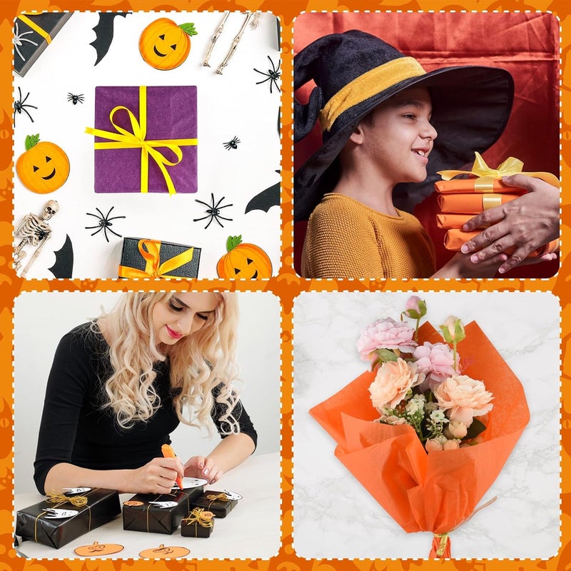 PLULON 90 Sheets Black Orange Purple Tissue Paper for Gift Bags, Colored Gift Wrapping Paper Tissue Bulk for Crafts Packaging Birthday Gift Wrapping Halloween Party Decorations - Image 3