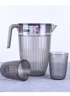 Phoenix Acrylic Water jug Juice Drink Jug with 2 Cups, Healthy Acrylic Drinkware Set, Refrigerator & Dishwasher Safe, 1.7L Capacity Jug with Durable Handle, 2-Way Lid and 2 Serving Cups  - Image 1