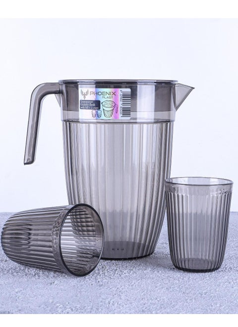 Acrylic Water jug Juice Drink Jug with 2 Cups, Healthy Acrylic Drinkware Set, Refrigerator & Dishwasher Safe, 1.7L Capacity Jug with Durable Handle, 2-Way Lid and 2 Serving Cups