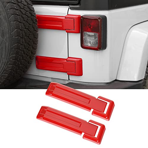 SQQP Tailgate Hinge Cover,Spare Tire Rear Door Bracket Trim Cover Trim 2Pcs for 2007-2017 Jeep Wrangler JK & Unlimited(Red) - Image 1