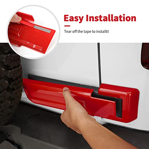 SQQP Tailgate Hinge Cover,Spare Tire Rear Door Bracket Trim Cover Trim 2Pcs for 2007-2017 Jeep Wrangler JK & Unlimited(Red) - Image 5