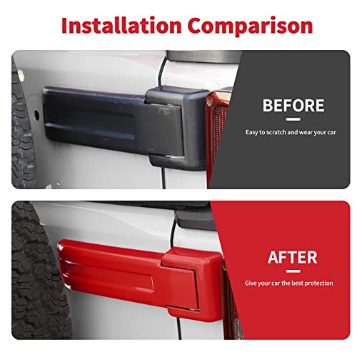 SQQP Tailgate Hinge Cover,Spare Tire Rear Door Bracket Trim Cover Trim 2Pcs for 2007-2017 Jeep Wrangler JK & Unlimited(Red) - Image 2