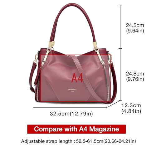 LAORENTOU Women's Tote Handbags Cow Leather Satchel Handbags for Women Top-handle Shoulder Purses - Image 2