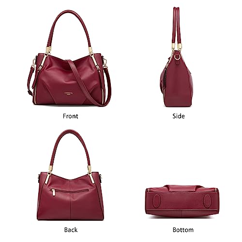 LAORENTOU Women's Tote Handbags Cow Leather Satchel Handbags for Women Top-handle Shoulder Purses - Image 4