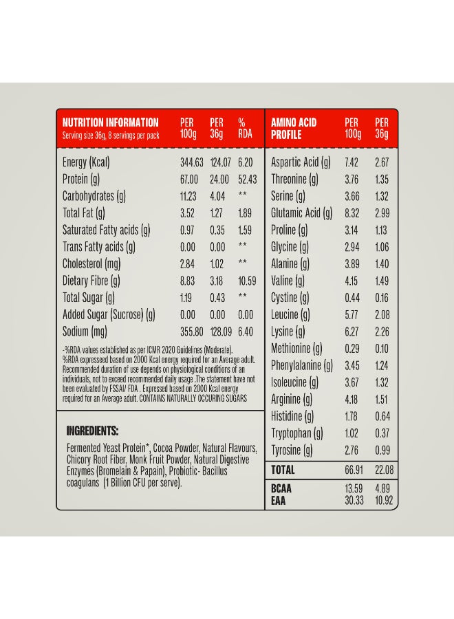 SuperYou PROs- Chocolate Flavour Fermented Yeast Protein Powder Sachet 36g (1 Sachet) - Image 5