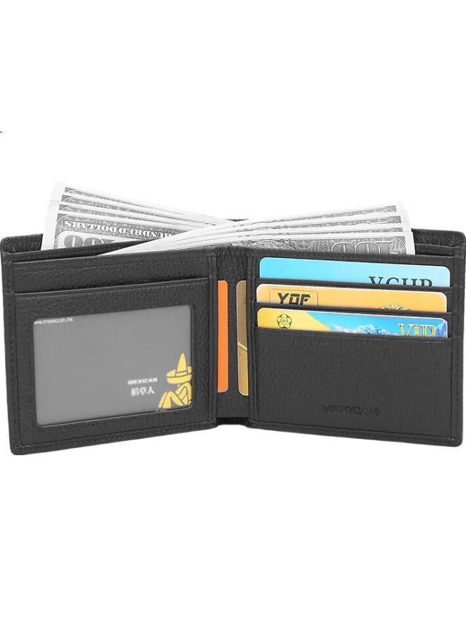 Scarecrow Wallet For Men, Genuine Top-Grain Leather, Vertical Card Slots, Fashionable Short Wallet, Multi-Card Holder, Qixi Valentine'S Day Gift - Image 2