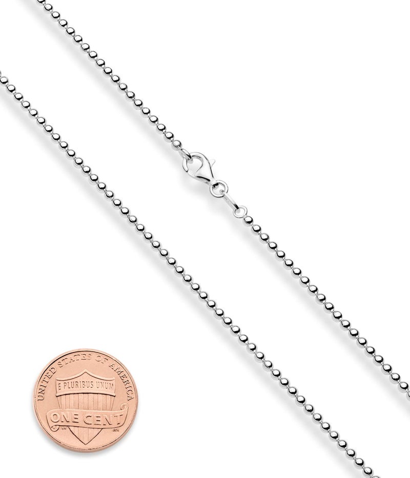 Miabella Italian 925 Sterling Silver 2mm Ball Chain Solid Bead Necklace Made in Italy (Length 24 Inches) - Image 2