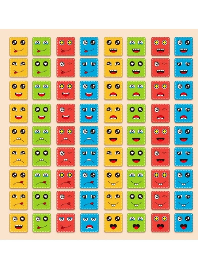 JOLLITY LLC مكعبات بناء خشبية لتغيير الوجه لألعاب الألغاز الكرتونية مونتيسوري للأطفال لعبة تعليمية للعبة عائلية - Image 3