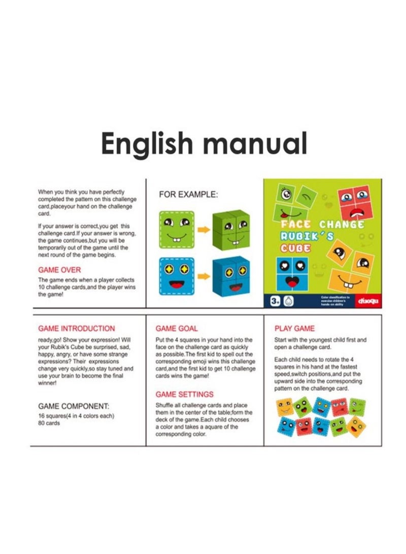 JOLLITY LLC مكعبات بناء خشبية لتغيير الوجه لألعاب الألغاز الكرتونية مونتيسوري للأطفال لعبة تعليمية للعبة عائلية - Image 4