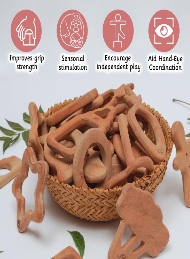 Ariro Wooden Teethers Shaped as Strawberry and Broccoli for Baby Boy & Girl | Hand Crafted with Organic Neem Wood That Helps Boost Immunity & Aids in Digestion | Easy to Grasp & Chew - Image 5