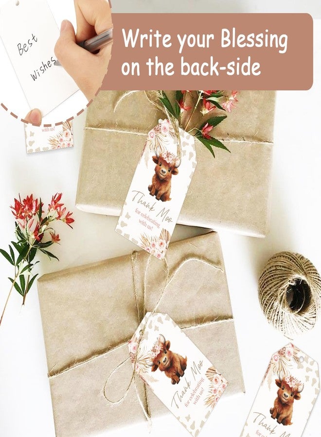 Serencatcher 72Pcs Highland Cow Baby Shower Party Favors, Highland Cow Cattle Birthday Decorations with Highland Cow Keychains Thank You Craft Tags Organza Bags for Birthday Party Return Gifts - Image 5