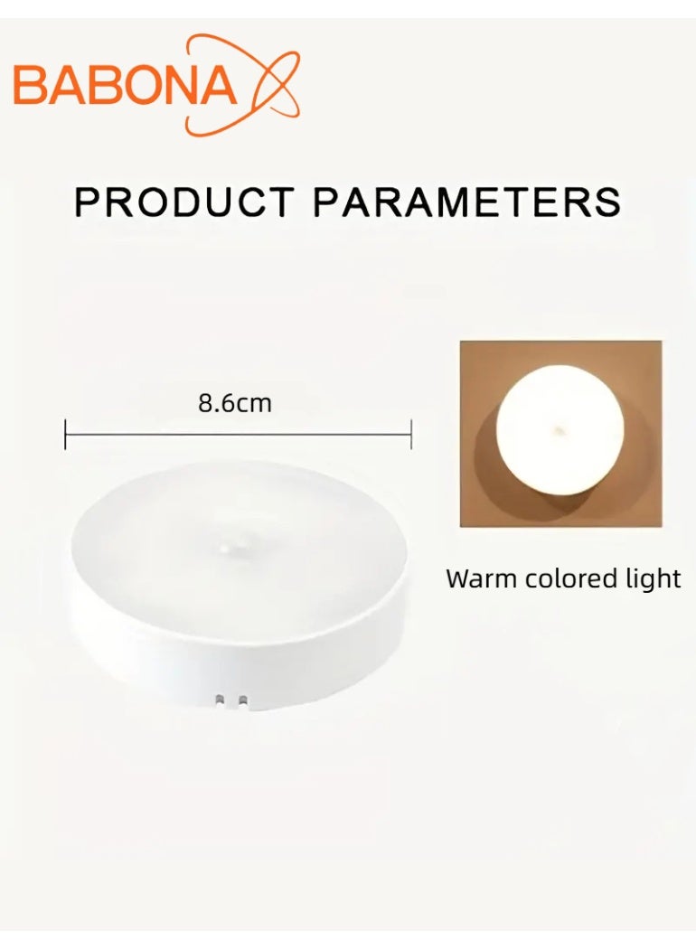 بابونا 2pcs استشعار الجسم الذكي LED ضوء الليل - ضوء خزانة الاستشعار الديناميكية للممر، خزانة، غرفة النوم، جنب السرير - يمكن نشر ضوء الدرج في أي مكان - Image 3