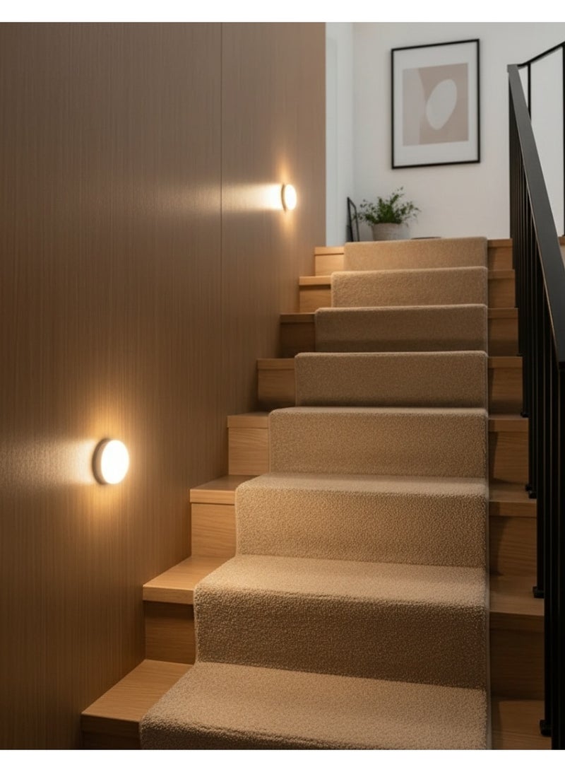 بابونا 2pcs استشعار الجسم الذكي LED ضوء الليل - ضوء خزانة الاستشعار الديناميكية للممر، خزانة، غرفة النوم، جنب السرير - يمكن نشر ضوء الدرج في أي مكان - Image 1