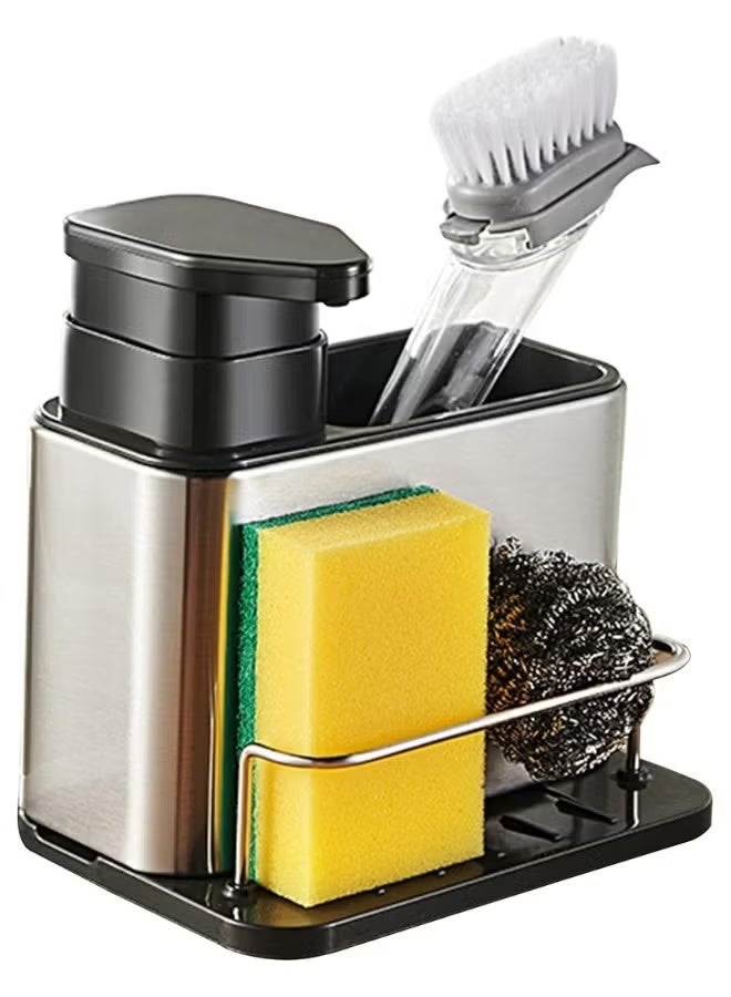 3 in 1 Kitchen Sink Organizer Sponge Holder, Stainless Steel Organizer with Soap Dispenser and Storage for Kitchens or Bathrooms - Image 1