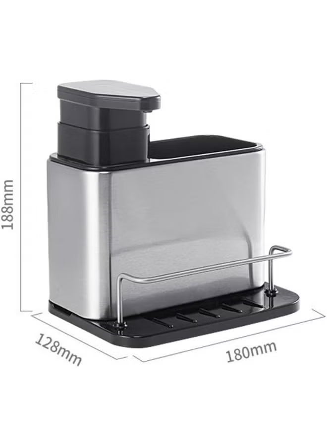 3 in 1 Kitchen Sink Organizer Sponge Holder, Stainless Steel Organizer with Soap Dispenser and Storage for Kitchens or Bathrooms - Image 2