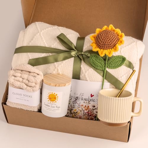 Anforsun Sending Sunshine Sunflower, Thinking of You Care Package Unique Gift Baskets for Women, Best Friend Birthday and Get Well Soon - Image 1