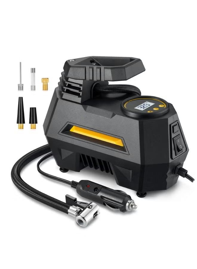 إيزي سو EzzySo Tyre Inflator Air Compressor 12V, Portable Electric Car Tyre Pump with Tyre Pressure Gauge, Auto-Stop Air Pump with Valve Adaptors and LED Light, Car Accessories for Gifts - Image 1
