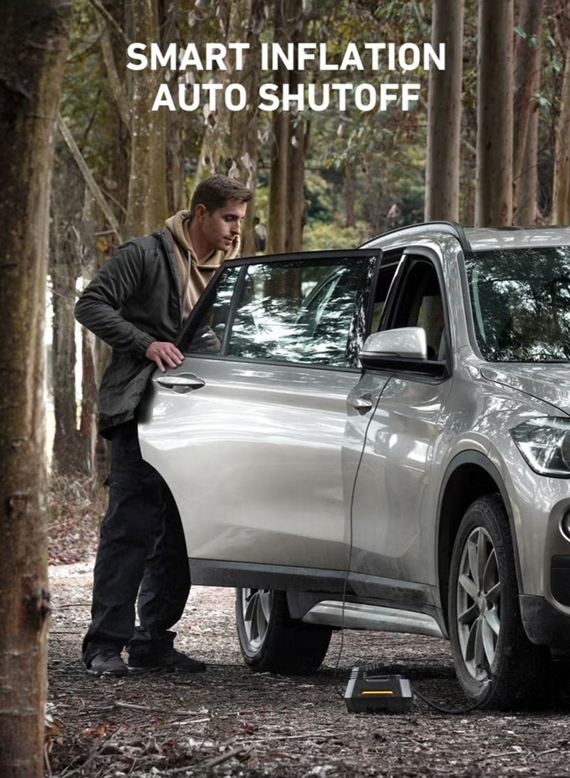 إيزي سو EzzySo Tyre Inflator Air Compressor 12V, Portable Electric Car Tyre Pump with Tyre Pressure Gauge, Auto-Stop Air Pump with Valve Adaptors and LED Light, Car Accessories for Gifts - Image 3