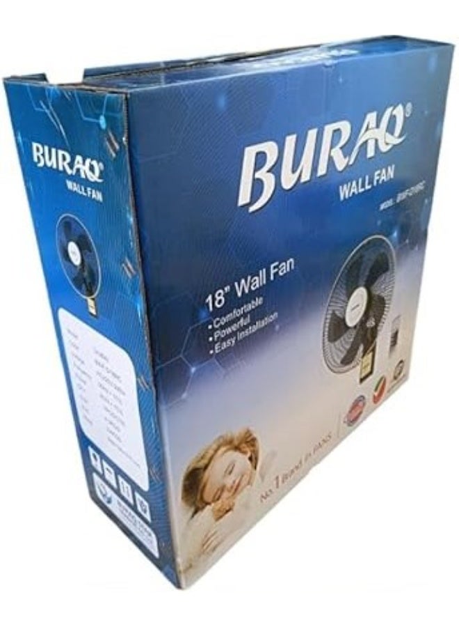 Buraq 18" Wall Fan with Remote – Dubai Model (BWF‑D18RC) High‑Performance Cooling | 65W Energy‑Efficient Motor | 3‑Speed Control | Wide Airflow - Image 5