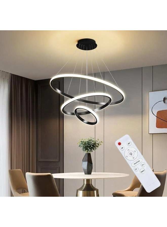 LED chandelier with 3 LED lights, remote control, black color - Image 1