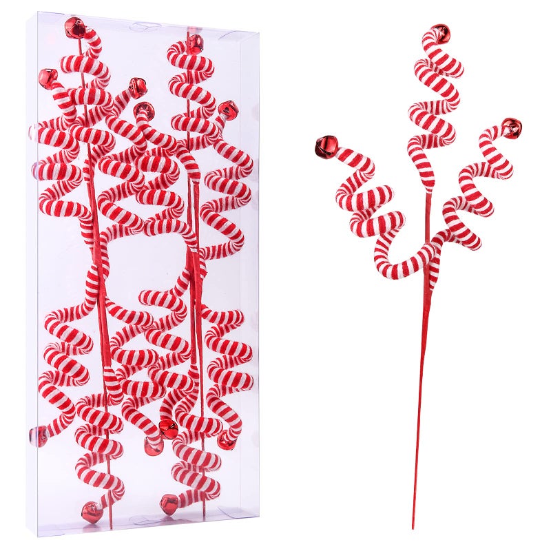 ZHANYIGY 4PC Set RedWhite Christmas Tree Decoration Woolen Bells Curly Pick Christmas Ornaments Home Office Party