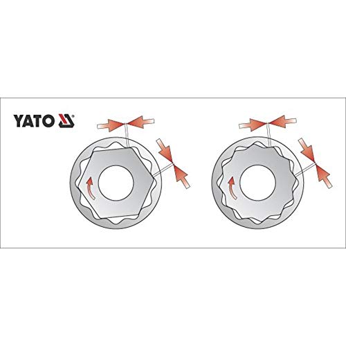 Yato YT-12921 Bihexagonal Socket 34mm & 44mm Length for 1/2 Inch Drive Wrench Set | DIN3121 CrV Chromium Satin Plated Steel | Mechanical Industrial Tool Box - Image 2