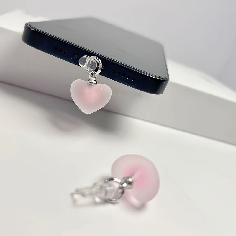 Red Heart-Shaped Phone Charging Port Dust Plug for Type-C - Image 1