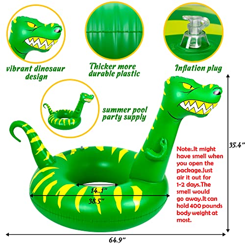 Geefuun 2PCS Pool Floats for Adults Inflatable Dinosaur Shark Swimming Floaties Rings Water Party Supplies - Image 5