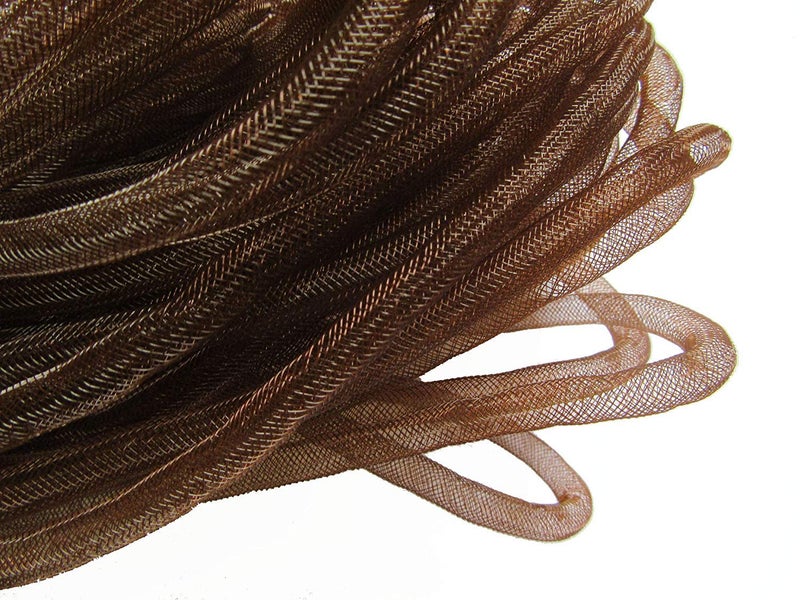 YYCRAFT One Roll 30 Yards Solid Mesh Tube Deco Flex for Wreaths Cyberlox CRIN Crafts 8mm 38 InchNO FOILBrown