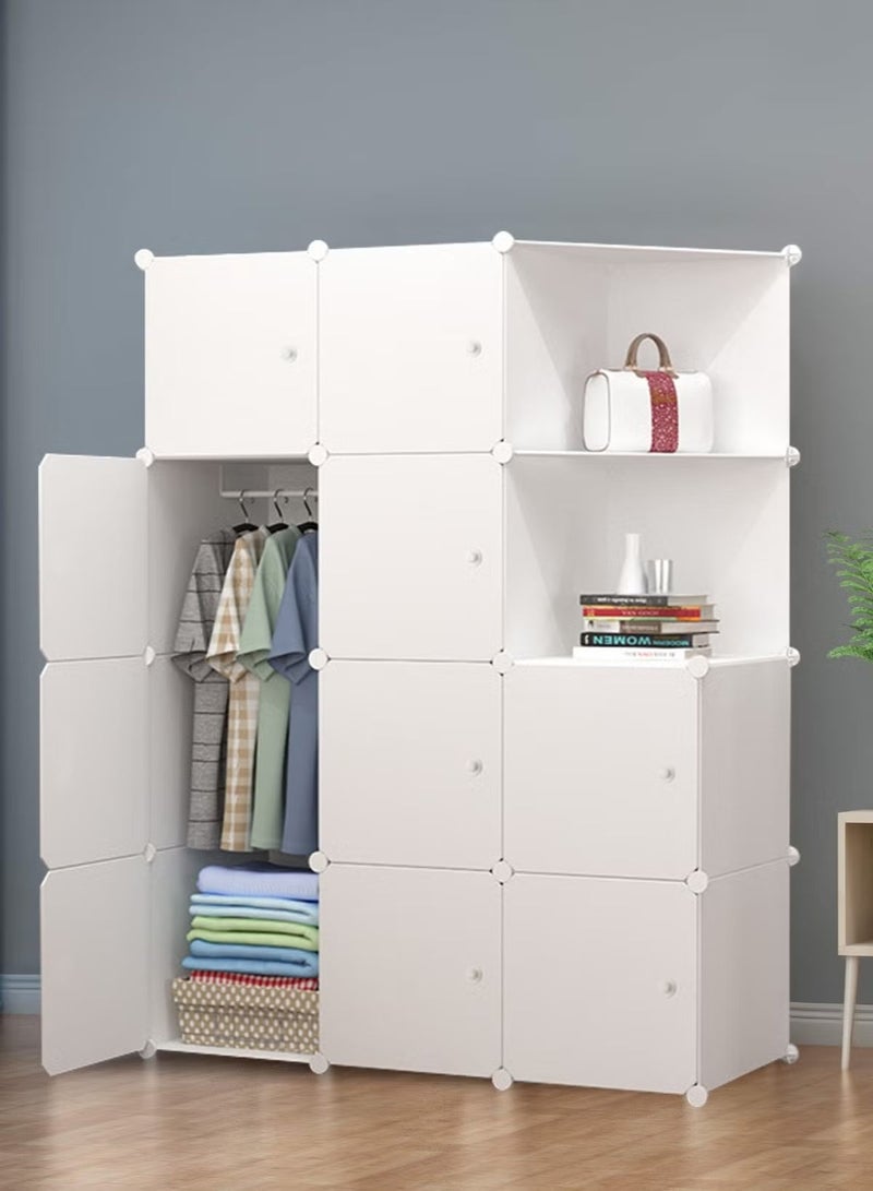 WALALLA 10-Cube Portable Wardrobe, DIY Modular PP Resin Storage Cabinet with Doors and Shelves, Space-Saving Clothes Organizer for Bedroom, Dorm, Apartment, Clothes, Shoes, Books and Toys, White - Image 2