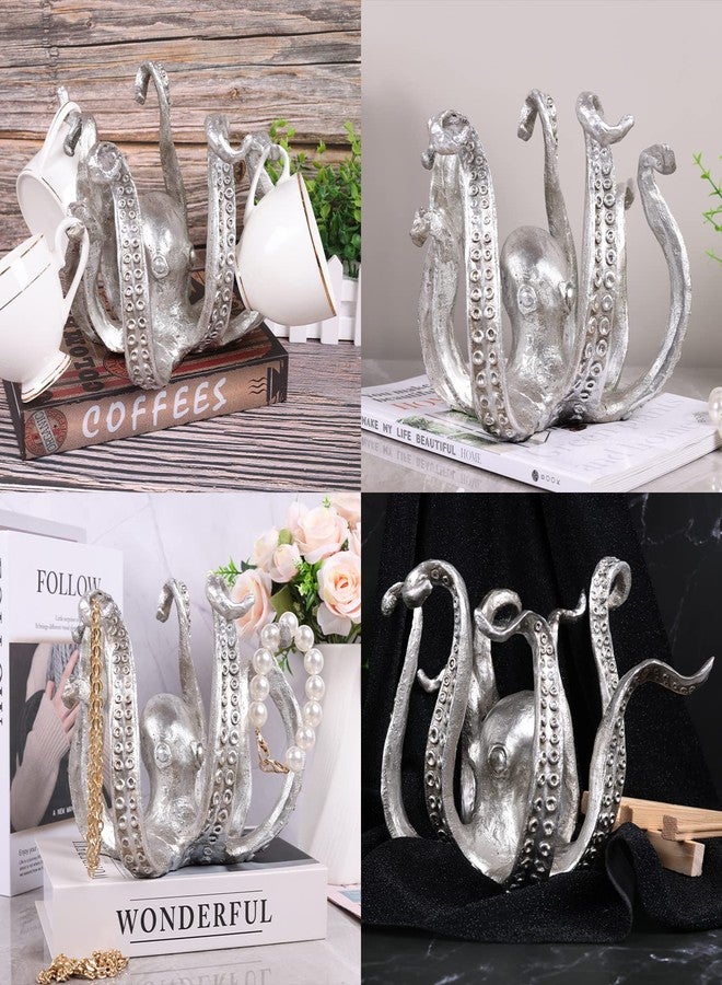 DOVDOV Octopus Cup Holder, Resin Statue, Modern Silver Home Decor, Home Bar Accessory, Funny Jewelry Holder - Image 5