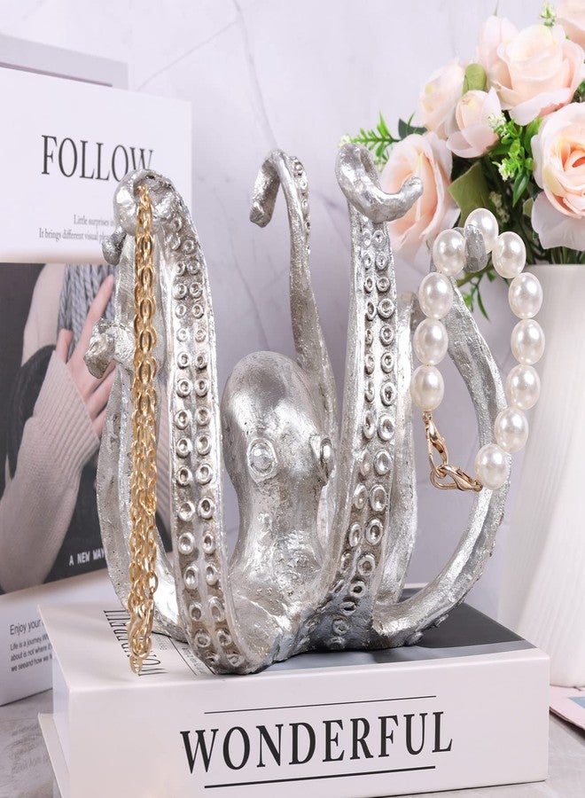 DOVDOV Octopus Cup Holder, Resin Statue, Modern Silver Home Decor, Home Bar Accessory, Funny Jewelry Holder - Image 4