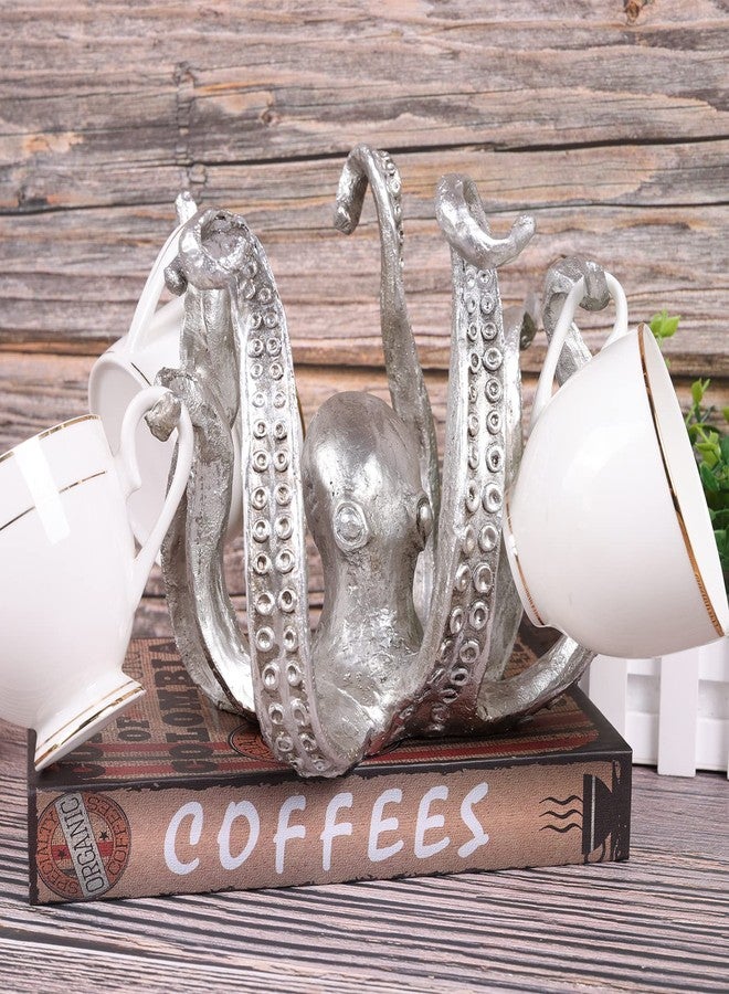 DOVDOV Octopus Cup Holder, Resin Statue, Modern Silver Home Decor, Home Bar Accessory, Funny Jewelry Holder - Image 3