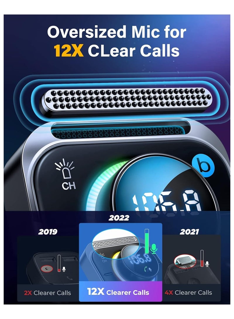 مثال على عنوان محسّن: جهاز إرسال FM يعمل بالبلوتوث للسيارة، تركيب فتحة تهوية | 3 منافذ PD&QC 3.0 | مكالمات عالية الدقة، مدخل AUX، مشغل موسيقى USB | جهاز استقبال راديو Bass Boost & Quick Charge للسيارة - Image 3