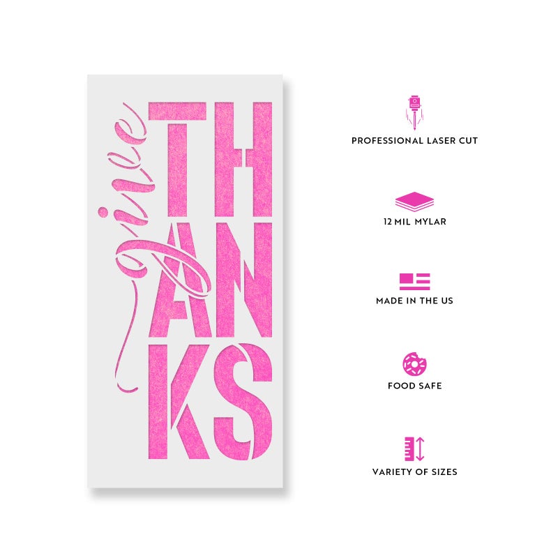 Stencil Revolution Give Thanks Vertical Script Stencil - Fall Table Decor, Fall Stencil, Fall Art, Fall Party Decorations, Welcome Fall Stencil - Image 2