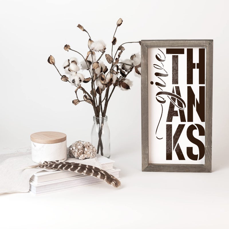 Stencil Revolution Give Thanks Vertical Script Stencil - Fall Table Decor, Fall Stencil, Fall Art, Fall Party Decorations, Welcome Fall Stencil - Image 3
