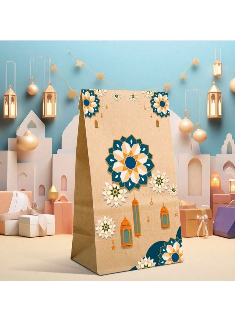 Generic Eid Mubarak gifts, 12 bags with 12 circular adhesive tapes for closure in various shapes inspired by Ramadan patterns and designs  - Image 4