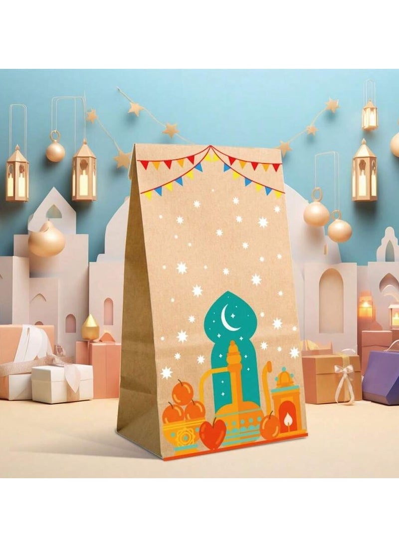 Generic Eid Mubarak gifts, 12 bags with 12 circular adhesive tapes for closure in various shapes inspired by Ramadan patterns and designs  - Image 5