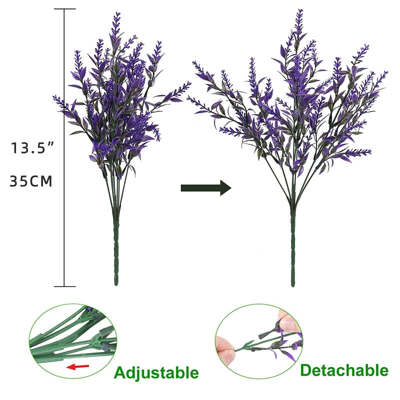 WEAUSUP 21 Bundles Faux Plants Outdoor Fake Flowers Artificial Flowers Fake Shrubs Greenery Bushes Bouquet UV Resistant Faux Bushes Plastic for Home Garden Decor (7 Colors) - Image 3