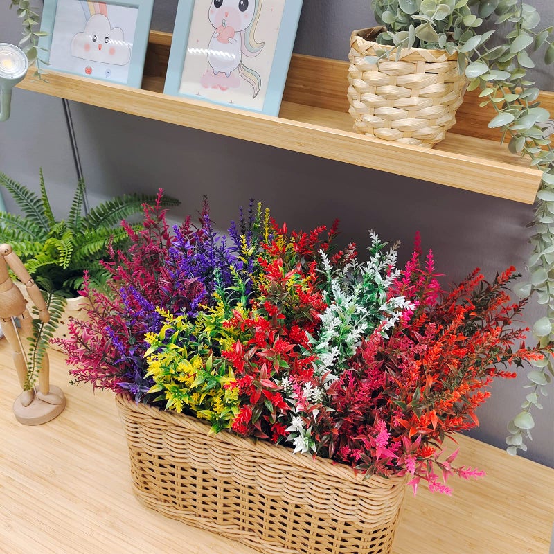 WEAUSUP 21 Bundles Faux Plants Outdoor Fake Flowers Artificial Flowers Fake Shrubs Greenery Bushes Bouquet UV Resistant Faux Bushes Plastic for Home Garden Decor (7 Colors) - Image 4
