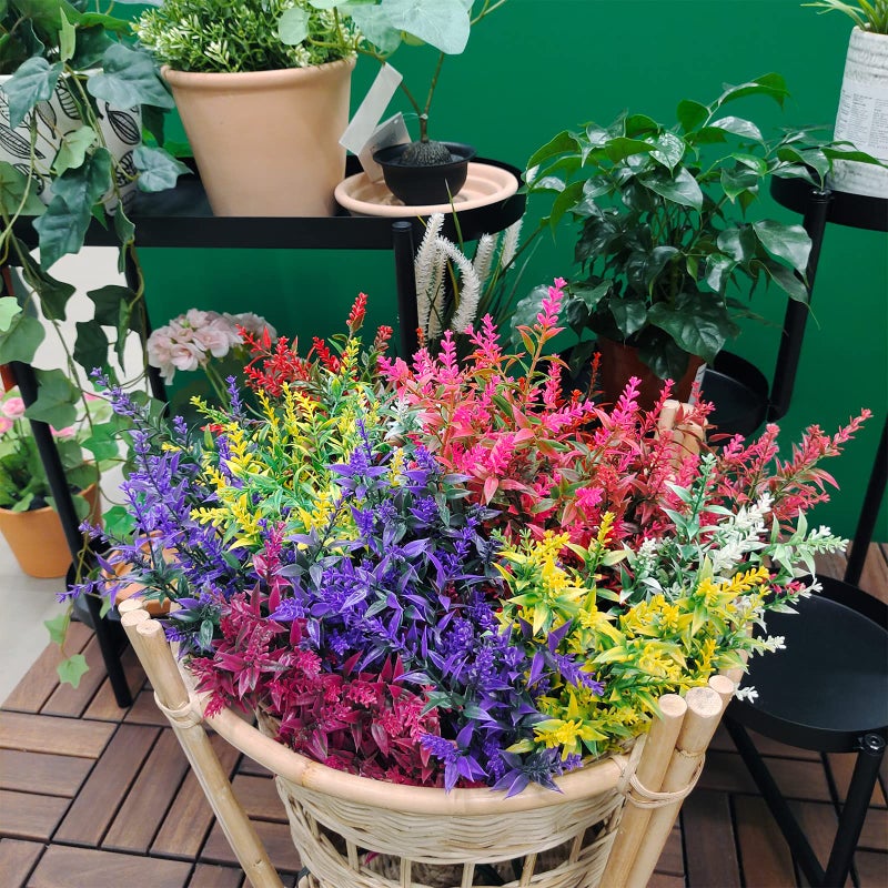 WEAUSUP 21 Bundles Faux Plants Outdoor Fake Flowers Artificial Flowers Fake Shrubs Greenery Bushes Bouquet UV Resistant Faux Bushes Plastic for Home Garden Decor (7 Colors) - Image 5