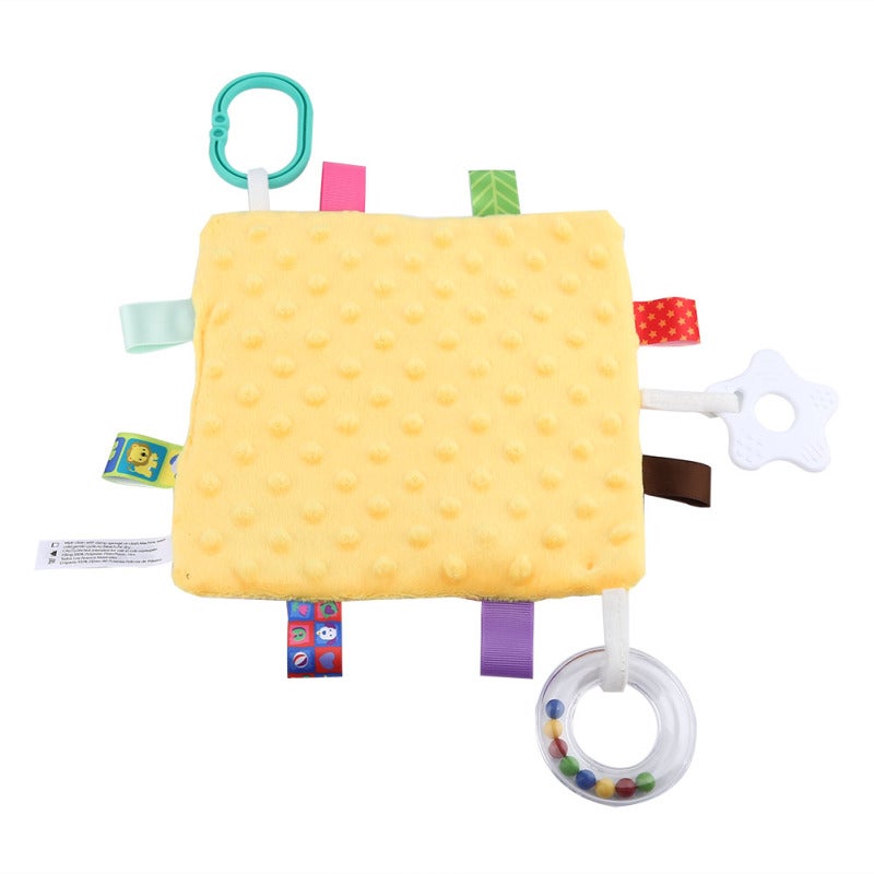Baby Teething Towel Toy Soft Plush Tear-Proof Durable - Non-Toxic Washable Colorfast Sensory Toy with Sound for Infant Visual Development Stroller Use - Image 3