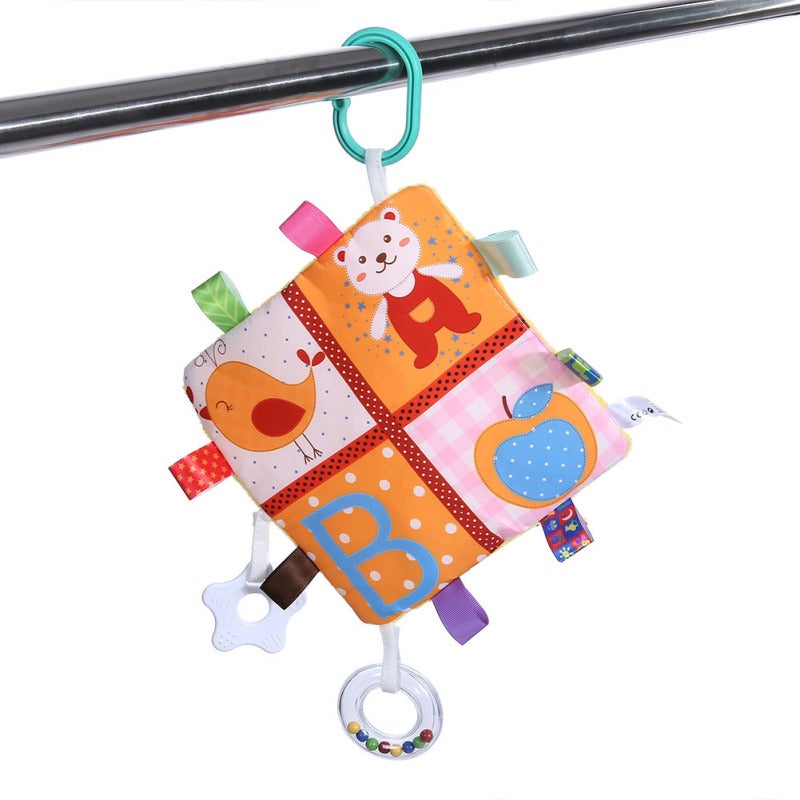 Baby Teething Towel Toy Soft Plush Tear-Proof Durable - Non-Toxic Washable Colorfast Sensory Toy with Sound for Infant Visual Development Stroller Use - Image 5