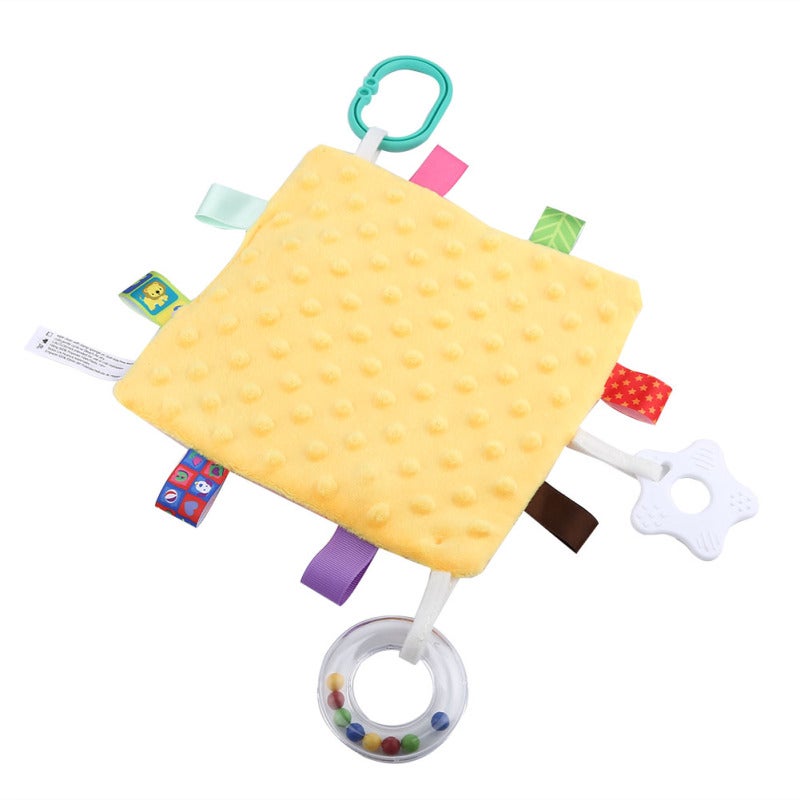 Baby Teething Towel Toy Soft Plush Tear-Proof Durable - Non-Toxic Washable Colorfast Sensory Toy with Sound for Infant Visual Development Stroller Use - Image 4